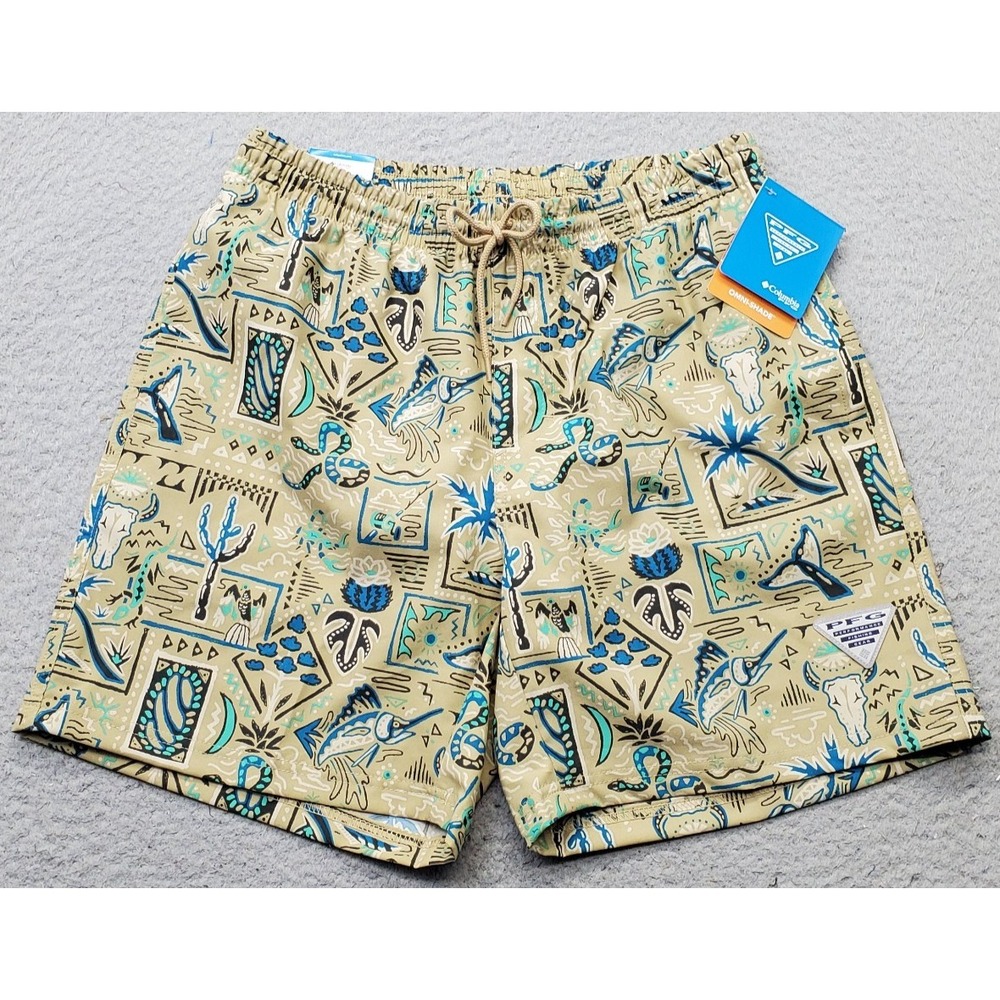 Columbia PFG Rambler Swim Short Mens S Multi Printed Lined Performance Swimwear‎